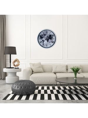 İlk El Grup Ieg™ Beyaz 36 cm Dünya Haritalı Tasarım Duvar Saati