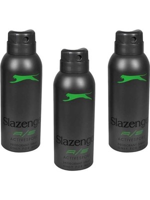 Slazenger Active Sport Yeşil Sprey Deodorant 150 ml Unisex Kullanıma Uygun 3'lü Set