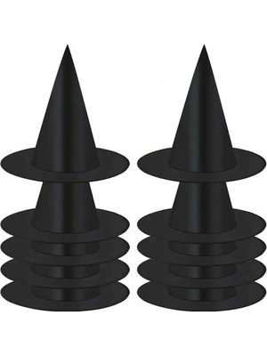 İlk El Grup 8 Adet Siyah Cadı Şapkası – Yetişkin ve Çocuk Kostüm Aksesuarı Polyester Iegtgrs-34