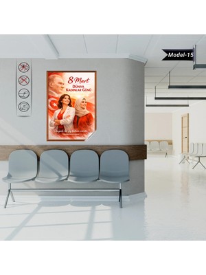 Akıllı Kağıt Statik Tutunma Özellikli 8 Mart Dünya Kadınlar Günü Tablo - Poster Özel Gün ( Model -15)