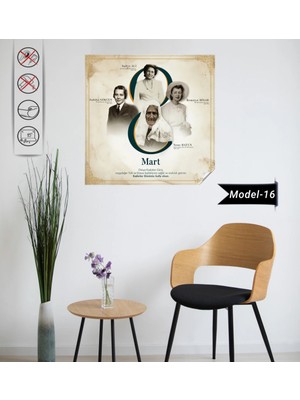 Akıllı Kağıt Statik Tutunma Özellikli 8 Mart Dünya Kadınlar Günü Tablo - Poster Özel Gün ( Model -16)