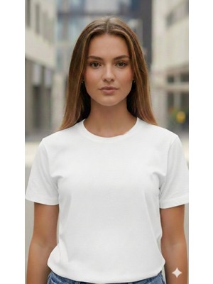 Elif Tarakçı Butik %100 Pamuklu Beyaz Tişört