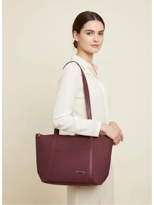 Sevmine Bordo Kadın Omuz Çantası | Geniş Iç Hacimli, Çok Gözlü, Şık ve Dayanıklı Tote Çanta (42X28X20 Cm)
