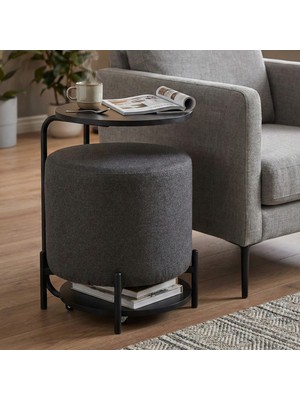 Vilinze Çok Amaçlı Metal C Sehpa Puf Seti