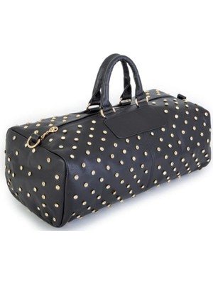 Kadın Taşlı ve Zımba Detaylı El Valizi ve Omuz Çantası