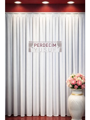 Perdecim Yusuf Miray Simli Tül Perde 1/3 Sık Pileli Ütü Istemez Işıltılı ve Zarif Tasarım