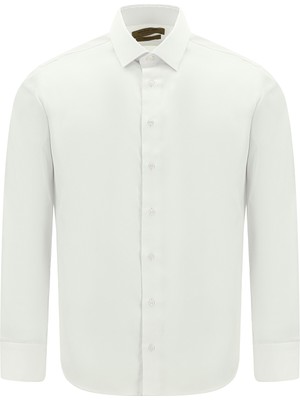 Abdullah Kiğılı Uzun Kol Slim Fit Dar Kesim Klasik Non Iron Saten Pamuk Gömlek