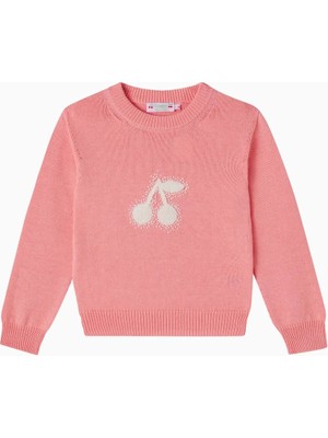 Bonpoint Liesel Pembe Işlemeli Pamuklu Kız Çocuk Kazak