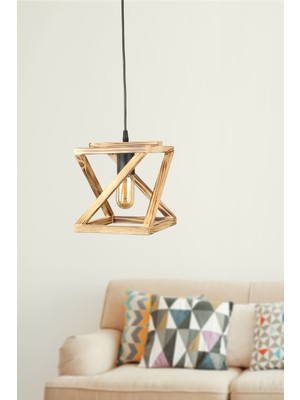 Begüsa Kafes Tekli Ahşap Avize