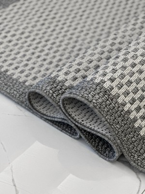 Babil Home  Jüt Sisal Kilim Dokuma Halı Salon Koridor Yolluk Mutfak Halısı 8105 Gri