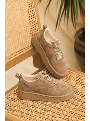 Tonny Black Kadın Vizon Kalın Poli Taban Bağcıklı Günlük Ayakkabı