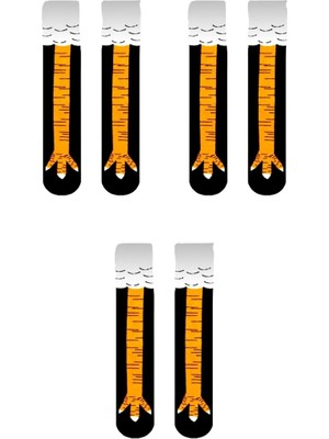 UZN Socks Tavuk Ayağı Tavuk Bacağı Desenli Eğlenceli Çorap – 3 Çift | Unisex, Konforlu & Dikkat Çekici
