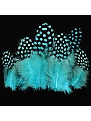 Oktay Sesal Decor Blue Bırd Feather 50 Adet Puantiyeli Mavi Siyah Kuş Tüyü Mavi Kuş Tüyü Mavi Şeffaf Balon Tüyü