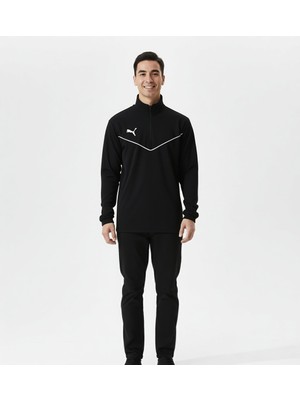 Puma Team Rise Erkek 1/4 Fermuarlı Sweat Siyah Düz Desenli 2024 Sezonsuz