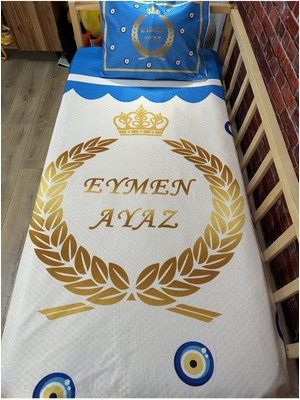 Özgürce Kral Taç Model Dijital Baskı Kapitone Sünnet Pike Takımı (155X220)