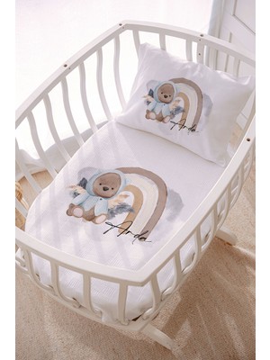 Özgürce Isme Özel 70X120 Park Yatak ve Anne Yanı Pike Seti, Ayıcık Desenli