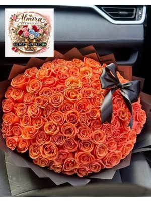 Solmayan Gül Buketi Turuncu