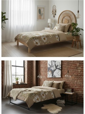 Özgürce Papatya Desenli Bebek ve Çocuk Tek Kişilik Pike Takımı 160X230 Kahverengi