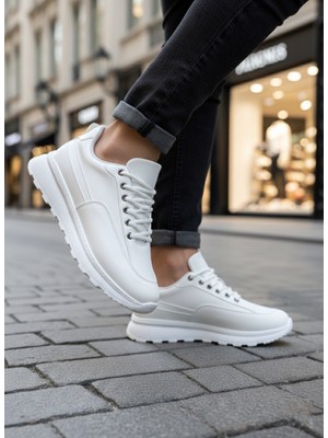 Ebrus Trend ET0246 Beyaz Bağcıklı Yüksek Taban Günlük Erkek Ayakkabı