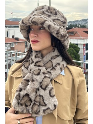 Mollycrush Kadın Leopar Suni Kürk Bucket Şapka | Yumuşak Dokulu Kışlık Aksesuar