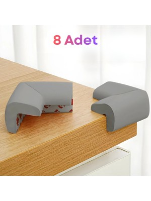 S Line 8'li Set Ekstra Kalın Sünger Masa ve Mobilya Köşe Koruyucu (Gri) - Bebek ve Çocuk Güvenliği