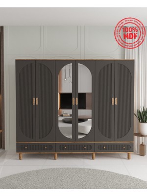 T&B Soho 6 Kapaklı Çekmeceli Gardırop - Tamamı Mdf
