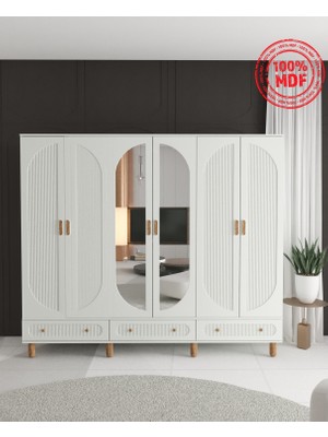 T&B Soho 6 Kapaklı Çekmeceli Gardırop - Tamamı Mdf