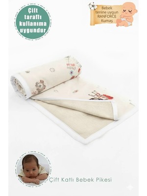 Özgürce Renkli Çift Kat Bebek Pikesi ve Kundak Battaniye, Animal Serisi