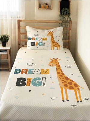 Özgürce Zürafa Desenli Çocuk Pike Takımı, 160 x 220 Cm, Beyaz, Yumuşak ve Rahat