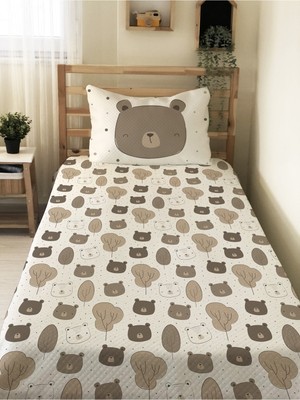 Özgürce Sevimli Ayılar Desenli Bebek ve Çocuk Tek Kişilik Pike Takımı, 160X220 cm