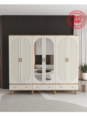 T&B Soho 6 Kapaklı Çekmeceli Gardırop - Tamamı Mdf