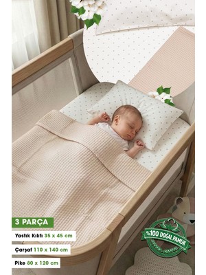 Özgürce Yumuşak ve Nefes Alabilen Bebek Pike Takımı, Oeko-Tex Sertifikalı, 80X120 cm