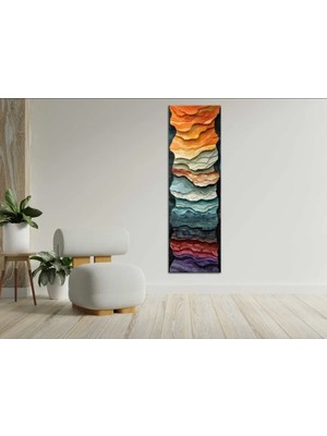 Meteor Medya Renkli Katmanlı Soyut Desenli Dikey Kanvas Tablo – Modern Sanatsal Duvar Dekoru