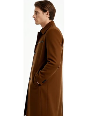 TOGO Kahverengi Erkek Deri Mont L Beden Düğmeli Kapanma ile Şıklık Sunar