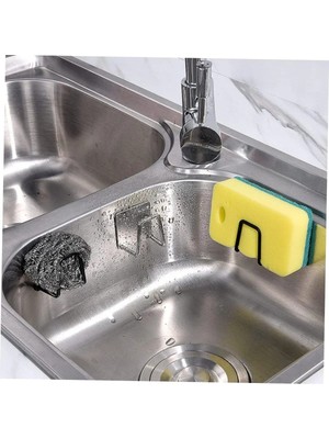 MAİN SHOP Musluk Yanı Sünger'lik Metal Malzemeden Üretilmiş 2 Adet Gri Sünger Askılığı Evye Düzenleyici