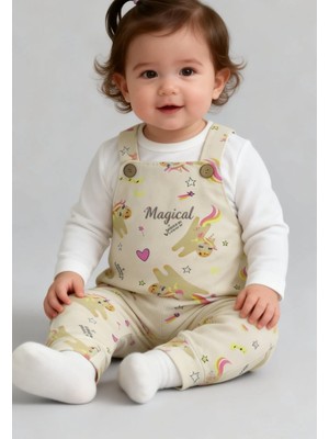 Pitiko Eğlenceli Desen 2'li Bebek Salopet Seti(Tişört+salopet)