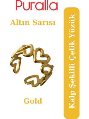 Puralia Kalp Şekilli Ayarlanabilir Çelik Yüzük