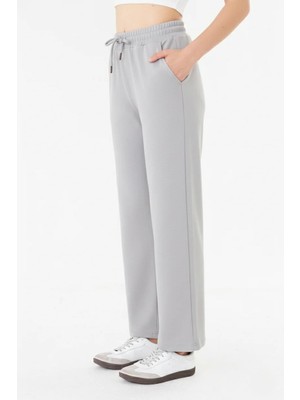 Sortie Collection Kadın Yüksek Bel Bol Paça Bağcıklı Modal Eşofman Altı Gri