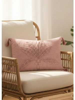 The Mia Püsküllü Kırlent Gül Kurusu 35X50CM