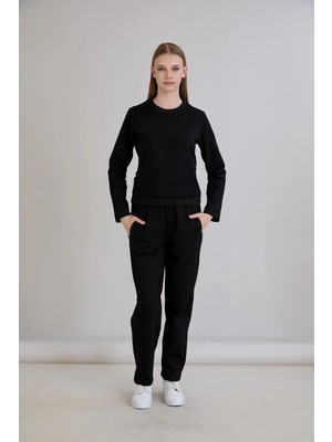 Sortie Collection Triko Garnili Sweatshirt Takım Siyah