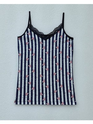 Ip Askılı Dantelli Desenli Atlet -Laci