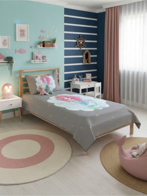 Özgürce Deniz Kızı Desenli Tek Kişilik Pike Takımı 160X230 Gri, Rahat Uyku Için