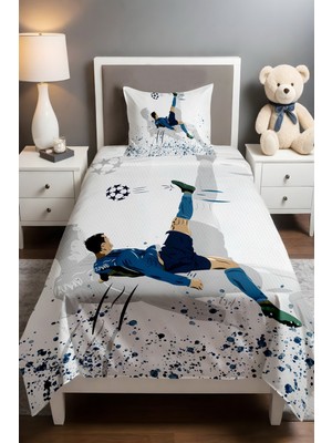 Özgürce Lacivert Futbol Desenli Pike Takımı, Rahat ve Şık Uyku Seti