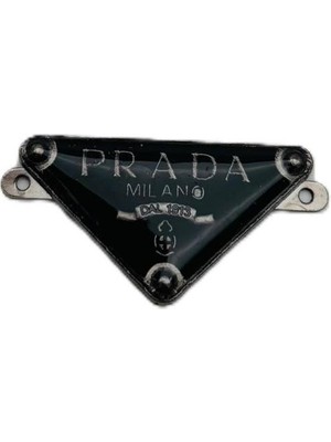 Angel Çanta Aksesuar 3.5x2 cm Prada Metal Plaka Etiket Süs Füme Metalli