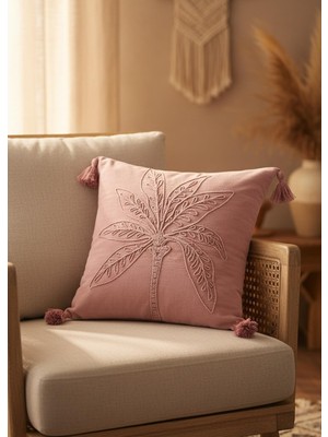 The Mia Püsküllü Kırlent Gül Kurusu 45X45CM