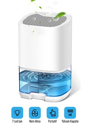 Saravita 1000ML Nem Alma Cihazi  Hava Kurutucu Banyo Mutfak Oda Için LED Işıklı Dehumidifer Nem Emici