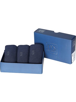 D'S Damat Bambu Malzemeden Üretilmiş 3'lü Lacivert Çorap Seti 40-44 Beden Erkekler İçin