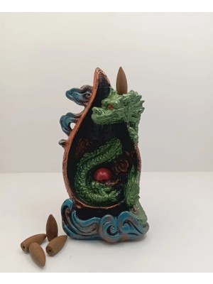 Tedi Sanat Ejderha Geri Akış Şelale  ( 10 ADET TÜTSÜ HEDİYELİ )  Tütsülük Buhurdanlık