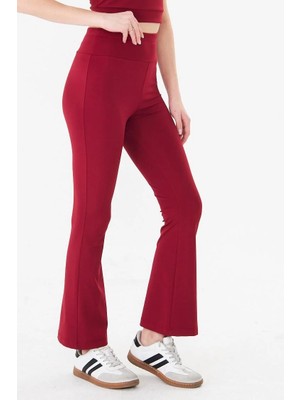 Sortie Collection Kadın Ispanyol Paça Toparlayıcı Yüksek Bel Tayt Bordo