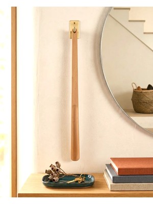 Aslanoyma Klasik Model Naturel Ahşap El Oyması Ayakkabı Çekeceği 75 cm